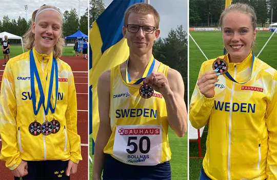 Ellen Westling, Martin Jansson och Lina Hedberg tre av helgens medaljörer.