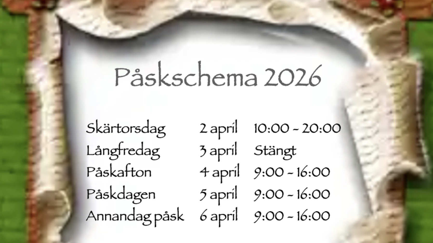 Bild Påskschema